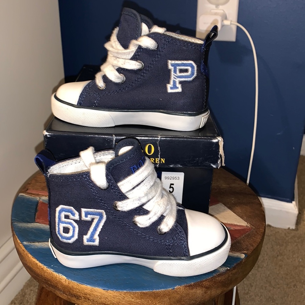 Polo Ralph Lauren Navy Blue Varsity Hightops Sneakers